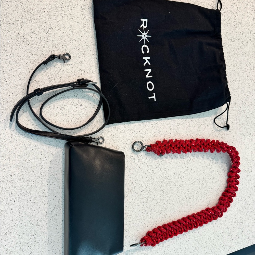 Rocknot Black Clutch with Red Strap